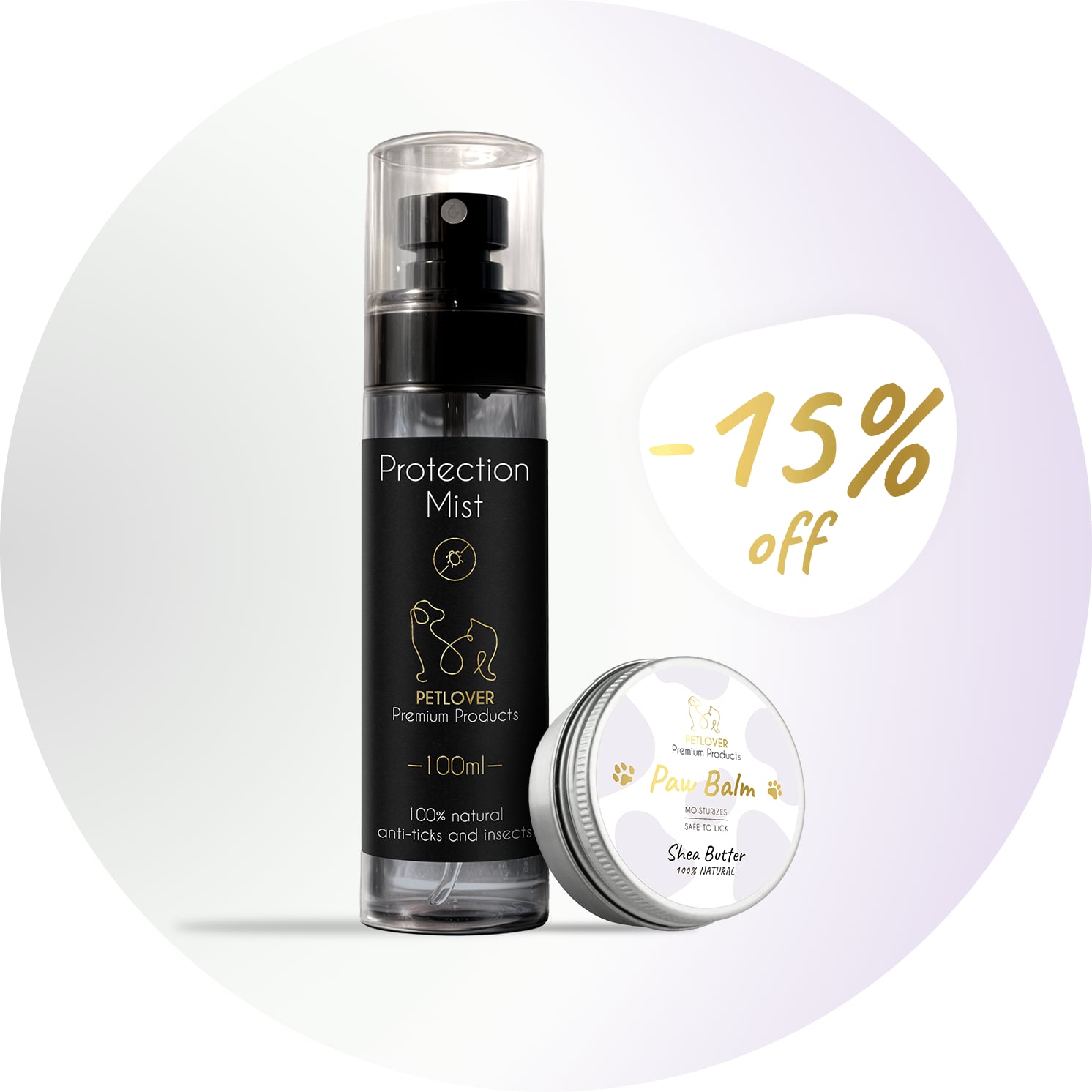 Акційний набір Pet Lover - олія ши для лап та носа + натуральна рідина від кліщів (100% натуральна)