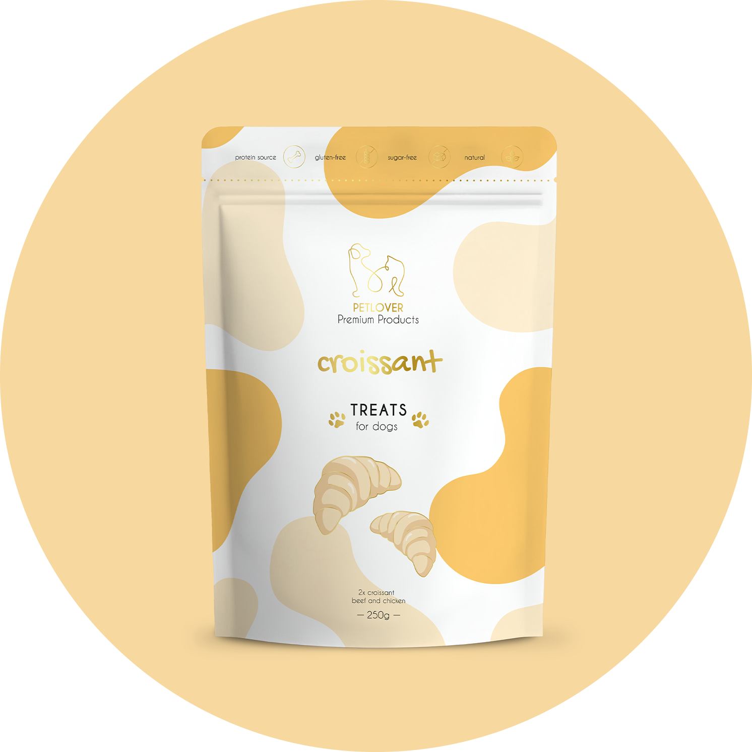 Croissant for dog with beef and chicken